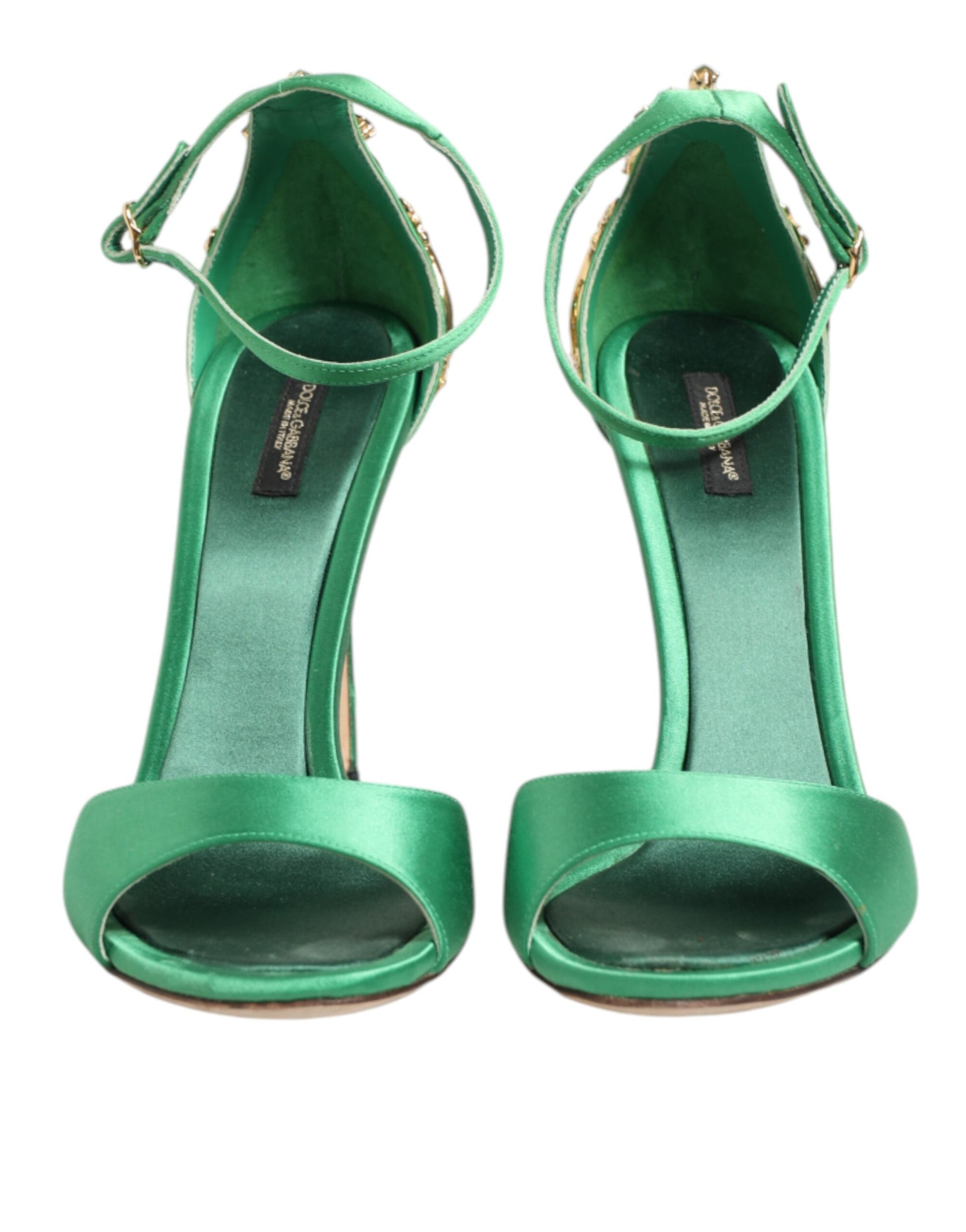 Dolce & Gabbana Green Heels Embellishments Sandals Shoes