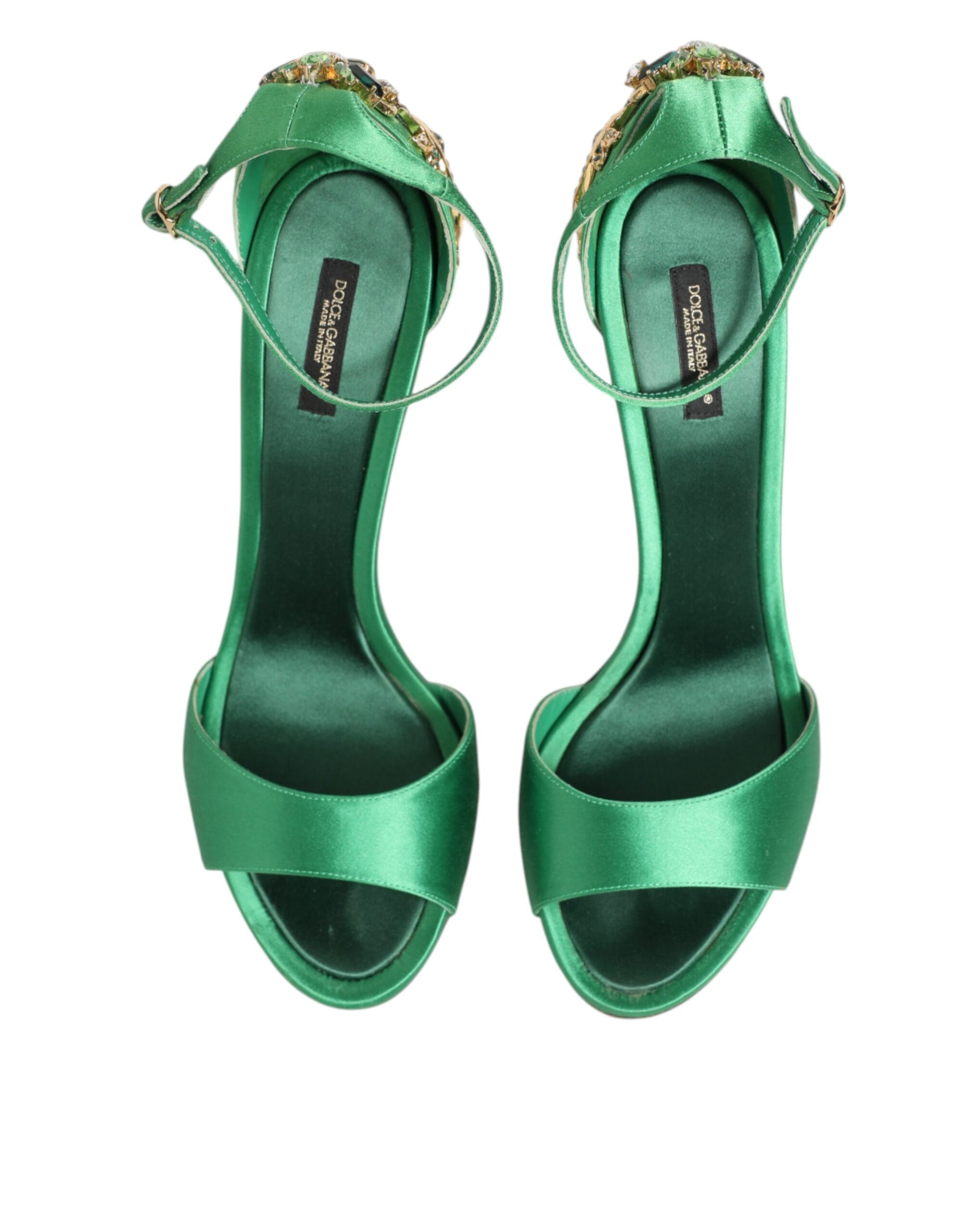 Dolce & Gabbana Green Heels Embellishments Sandals Shoes