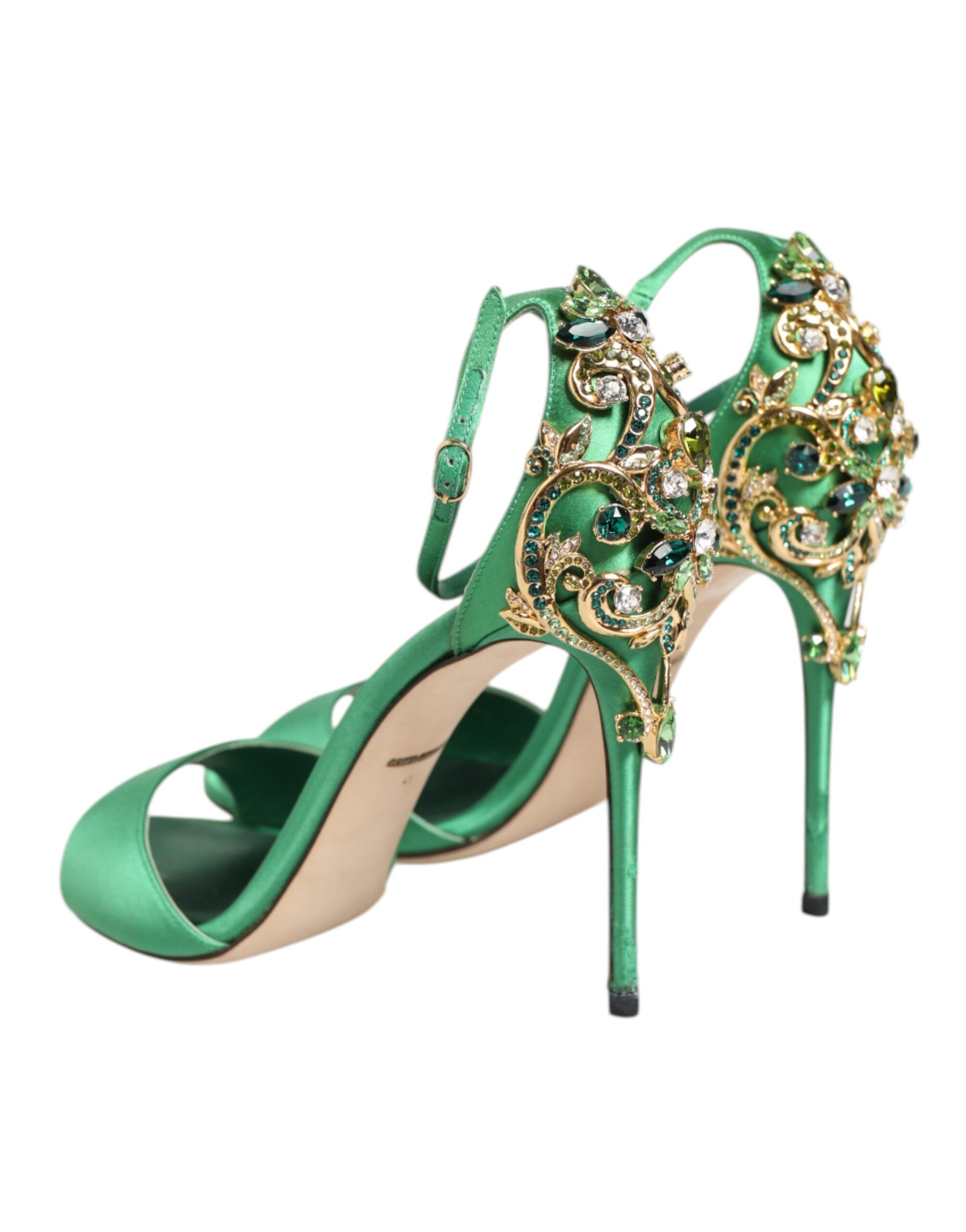 Dolce & Gabbana Green Heels Embellishments Sandals Shoes