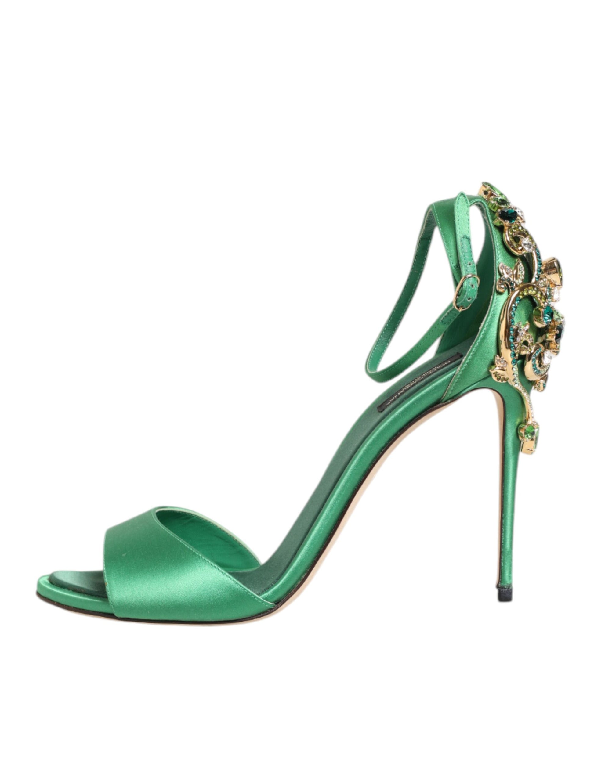 Dolce & Gabbana Green Heels Embellishments Sandals Shoes