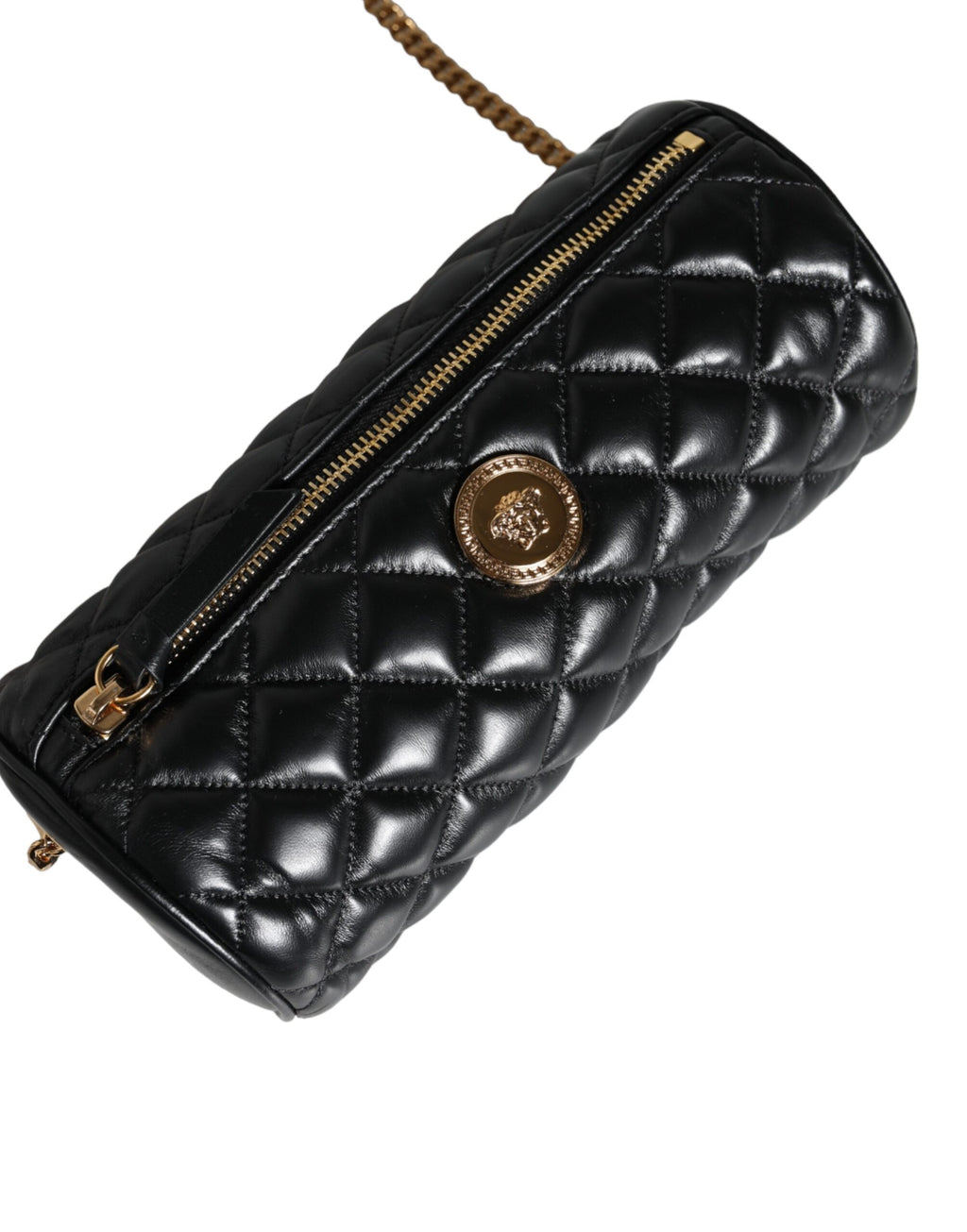 Versace Black Mini Quilted Lambskin Leather Crossbody Sling Borse Bag