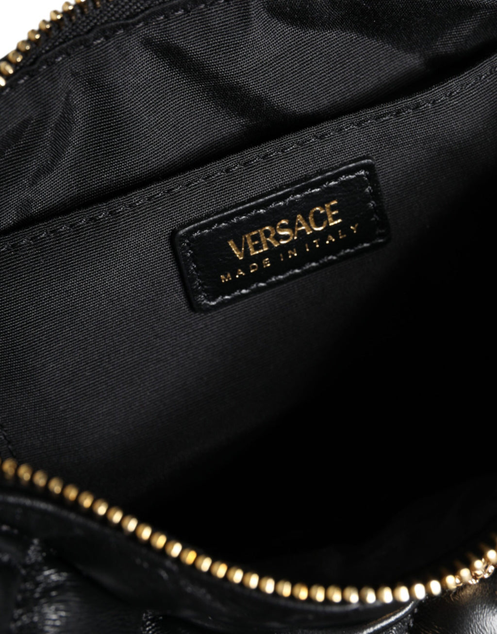 Versace Black Mini Quilted Lambskin Leather Crossbody Sling Borse Bag
