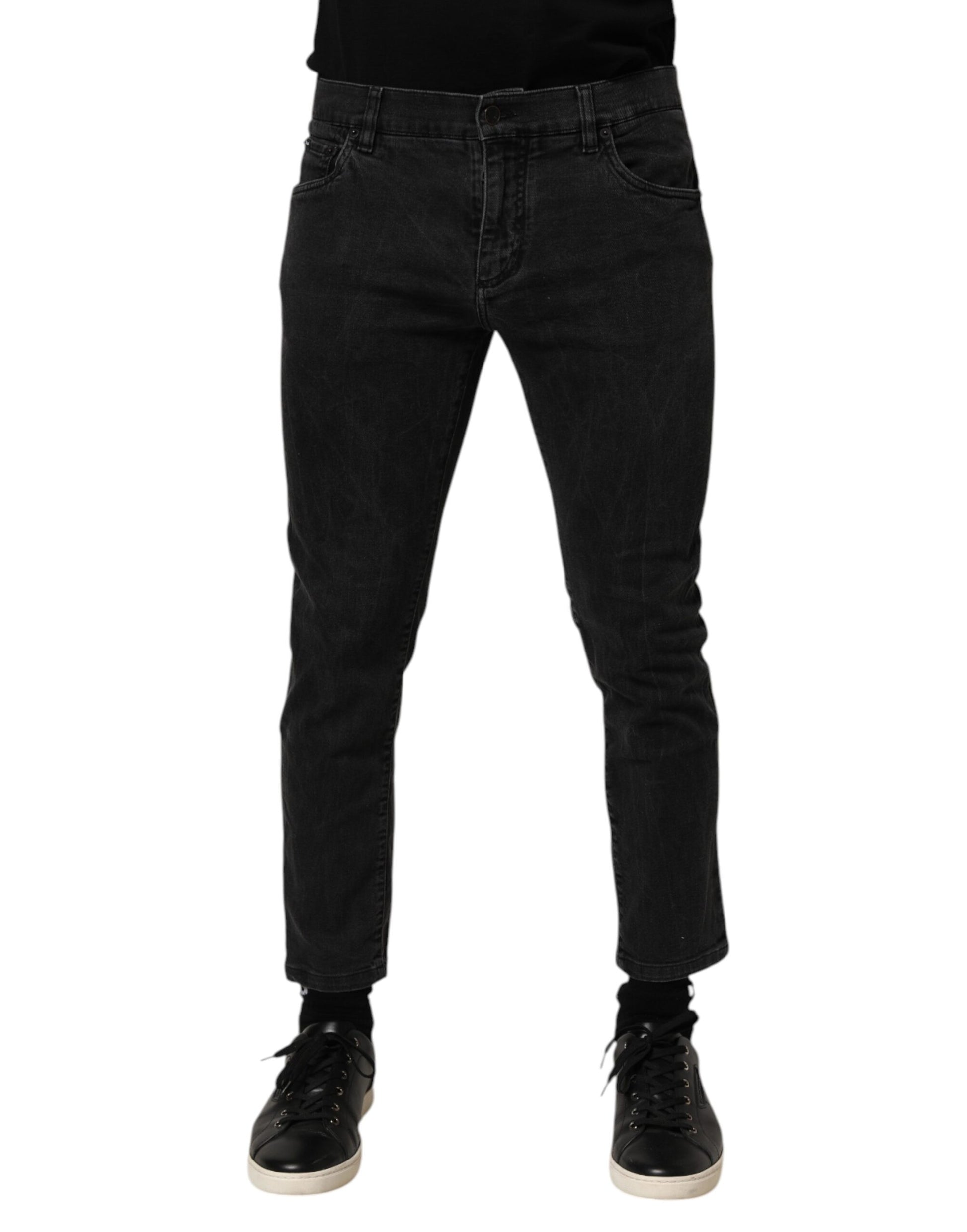 Dolce & Gabbana Dark Gray Cotton Stretch Denim Trouser Jeans