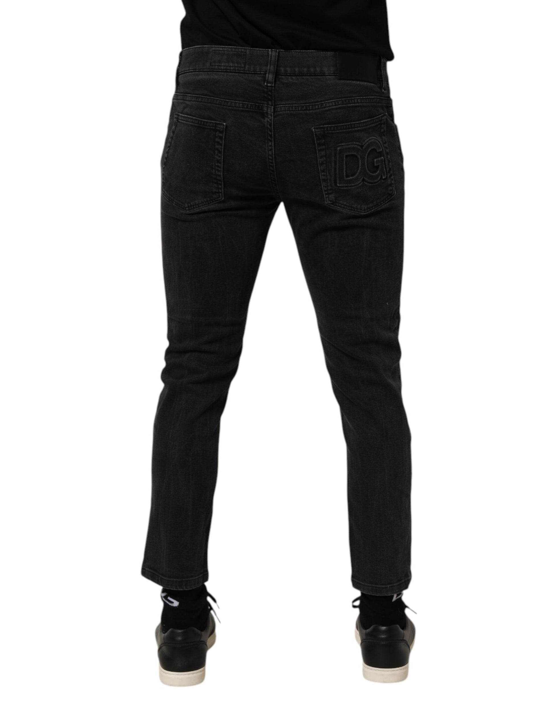 Dolce & Gabbana Dark Gray Cotton Stretch Denim Trouser Jeans