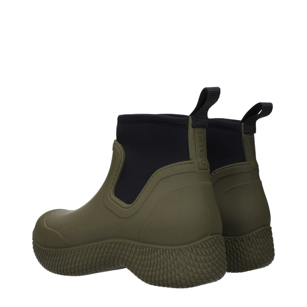 Celine Green Cotton Ankle Boots