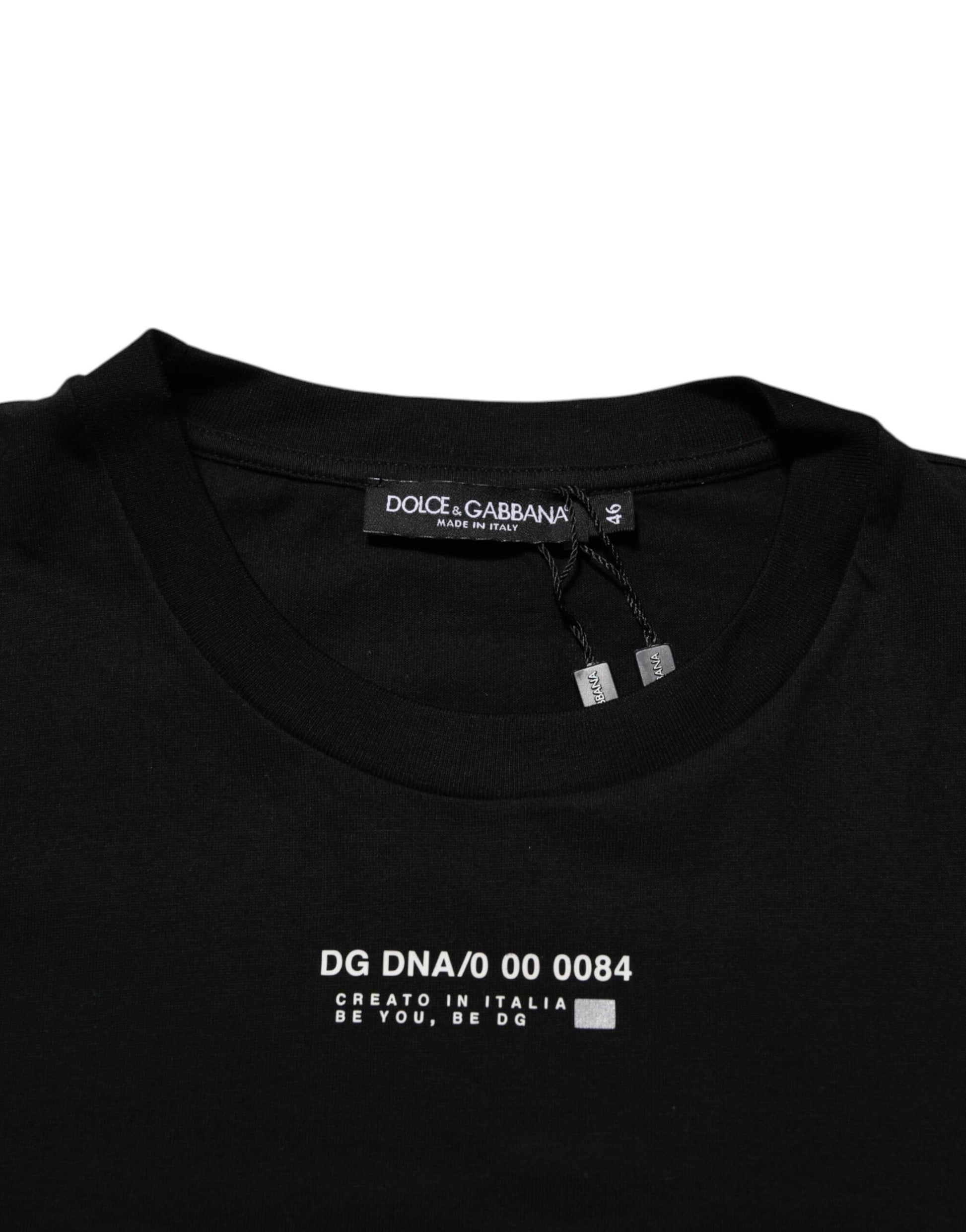 Dolce & Gabbana Black Statement Cotton Men Crew Neck T-shirt