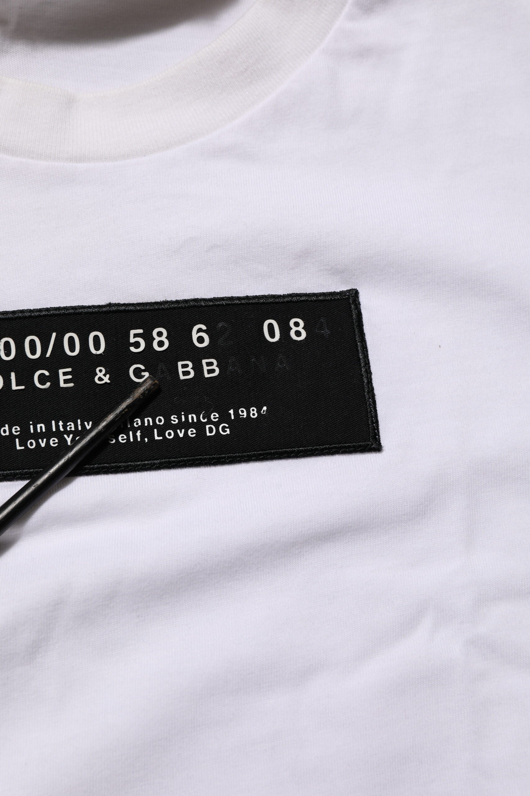 Dolce & Gabbana White Cotton Logo Print Crew Neck Men T-shirt