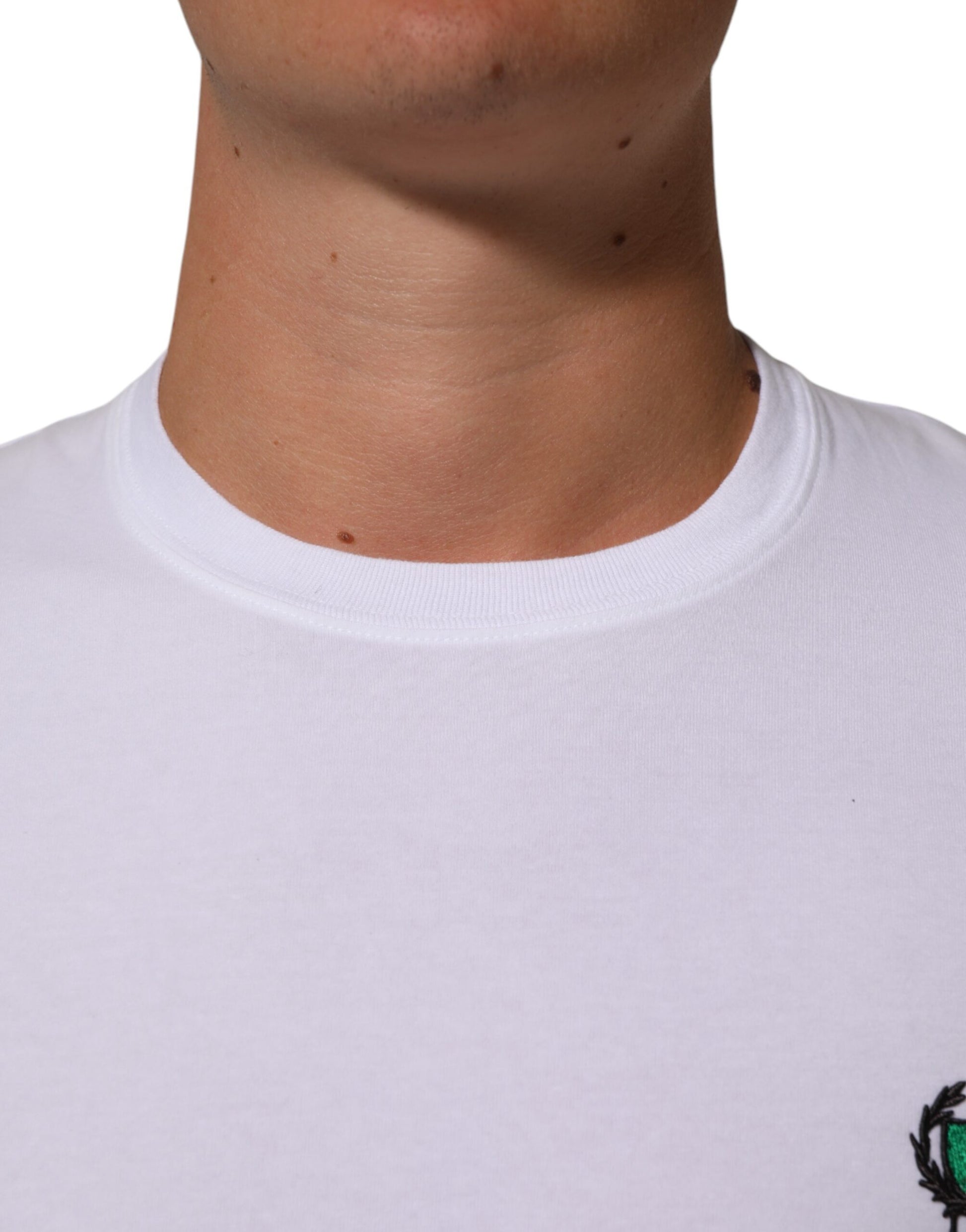 Dolce & Gabbana White Cotton DG Italia Round Neck Men T-shirt