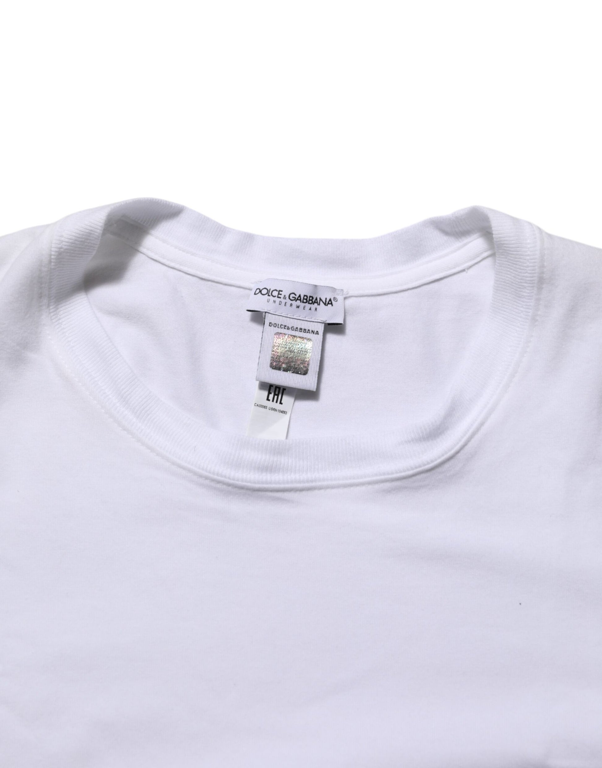 Dolce & Gabbana White Cotton DG Italia Round Neck Men T-shirt