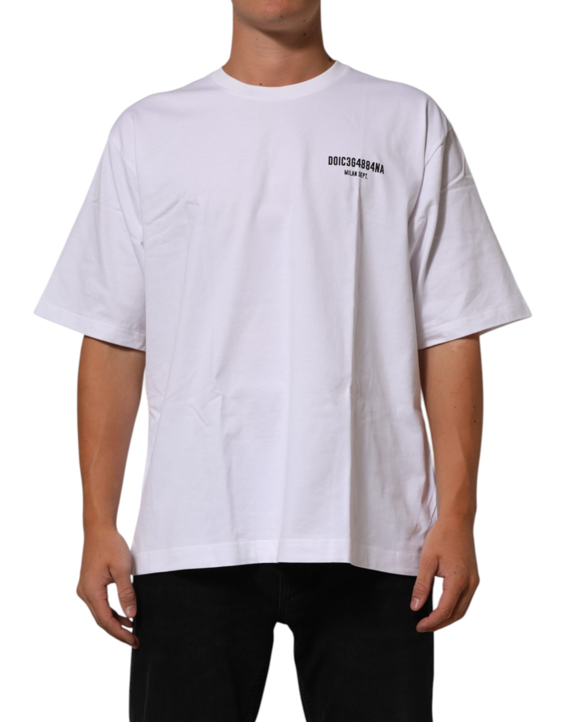 Dolce & Gabbana White Cotton Logo Print Crew Neck T-shirt