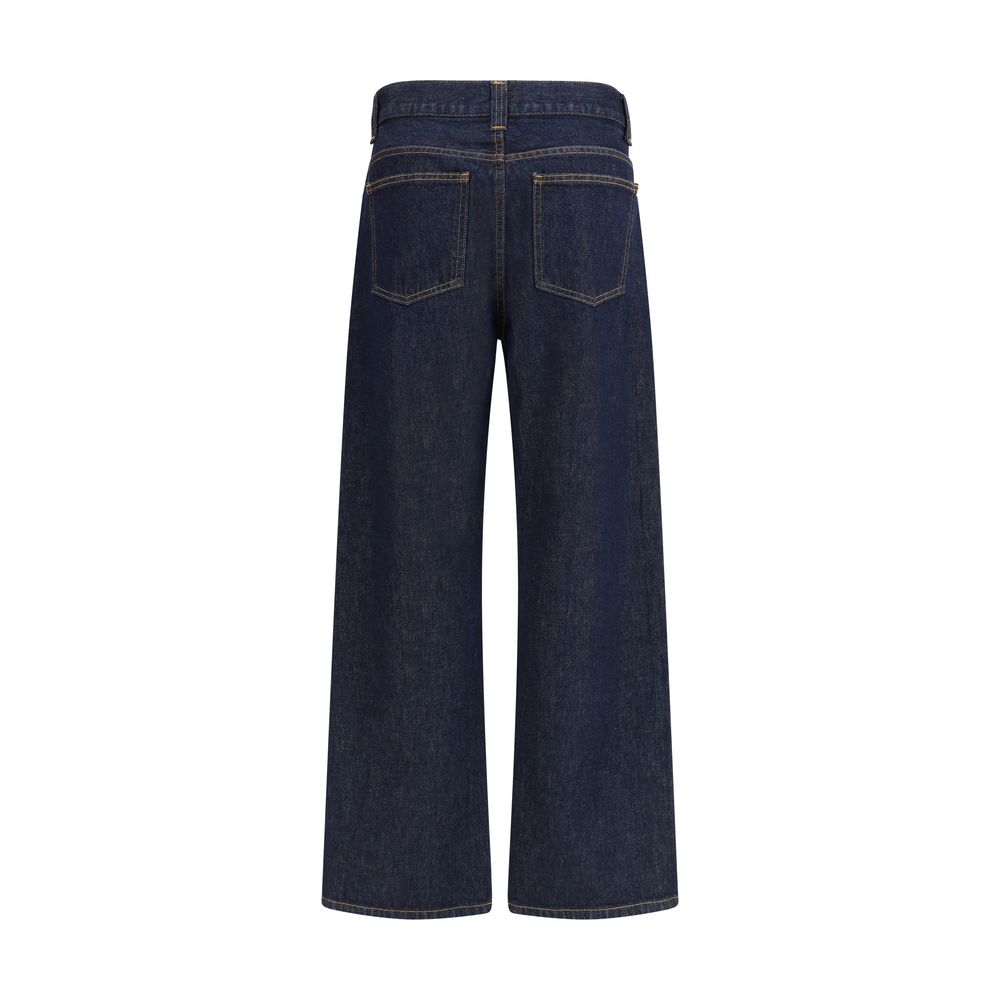 Khaite Blue Cotton Relaxed Fit Jeans