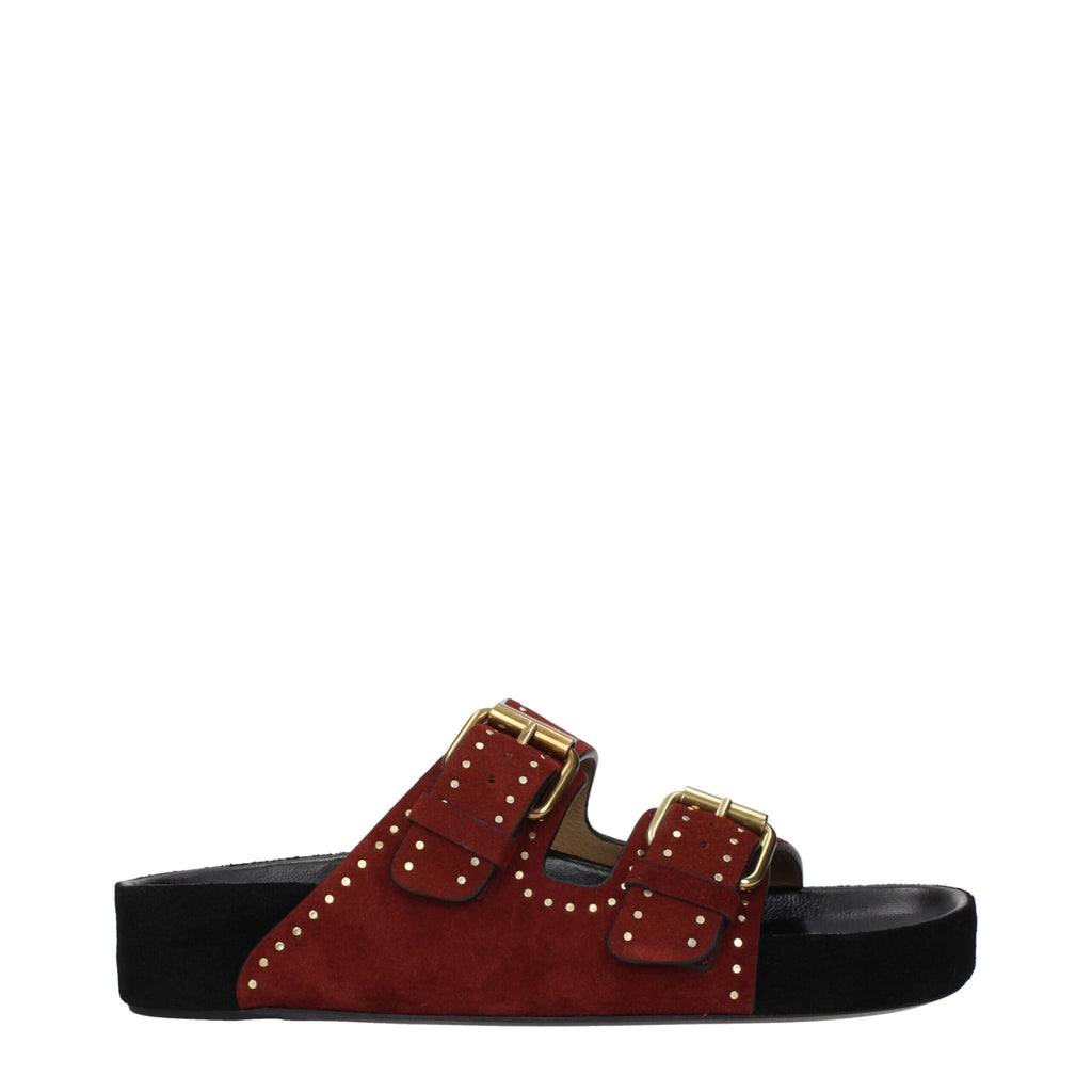Isabel Marant Red Leather Slippers Sandals