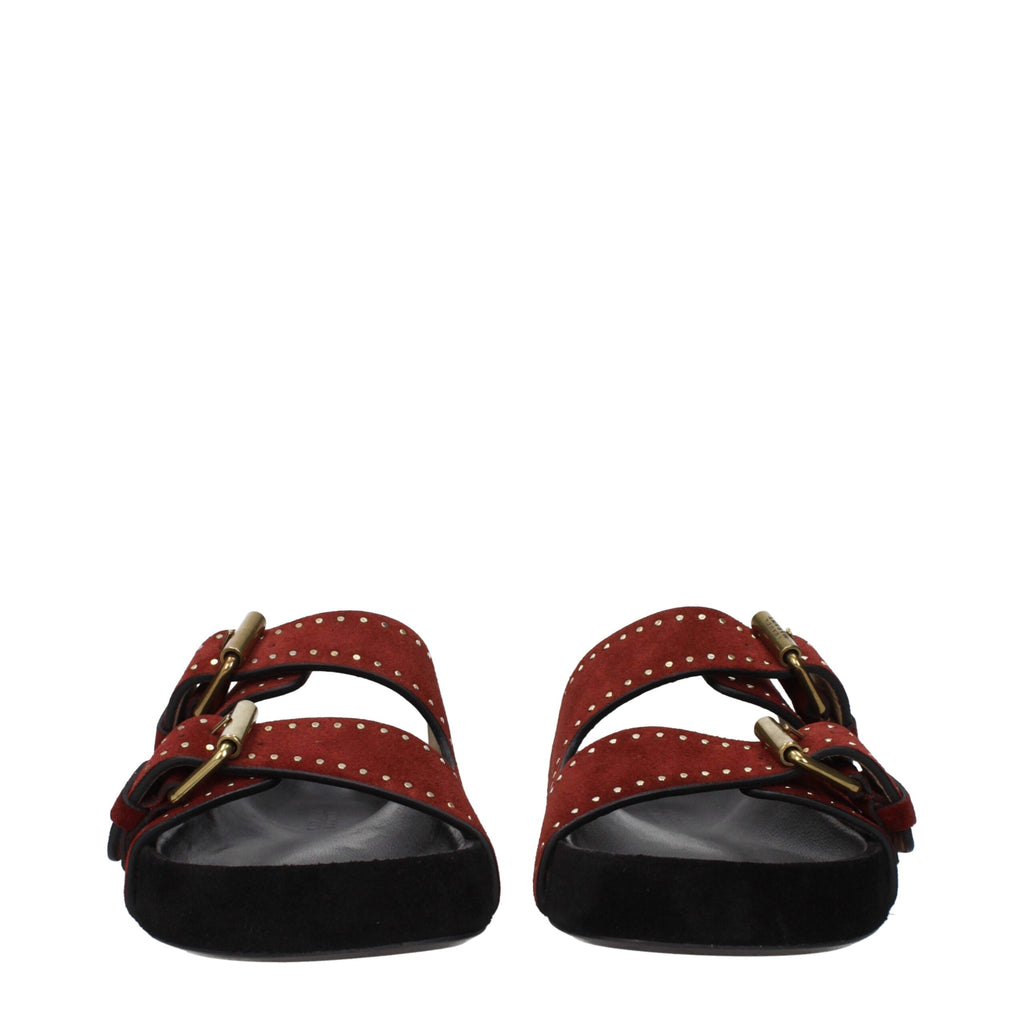 Isabel Marant Red Leather Slippers Sandals