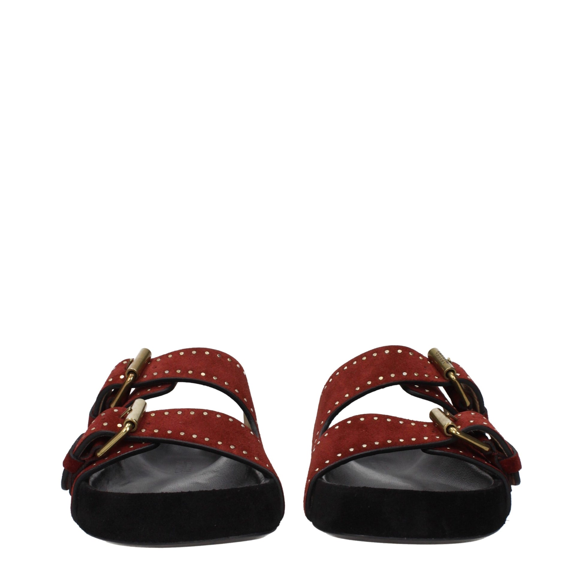 Isabel Marant Red Leather Slippers Sandals