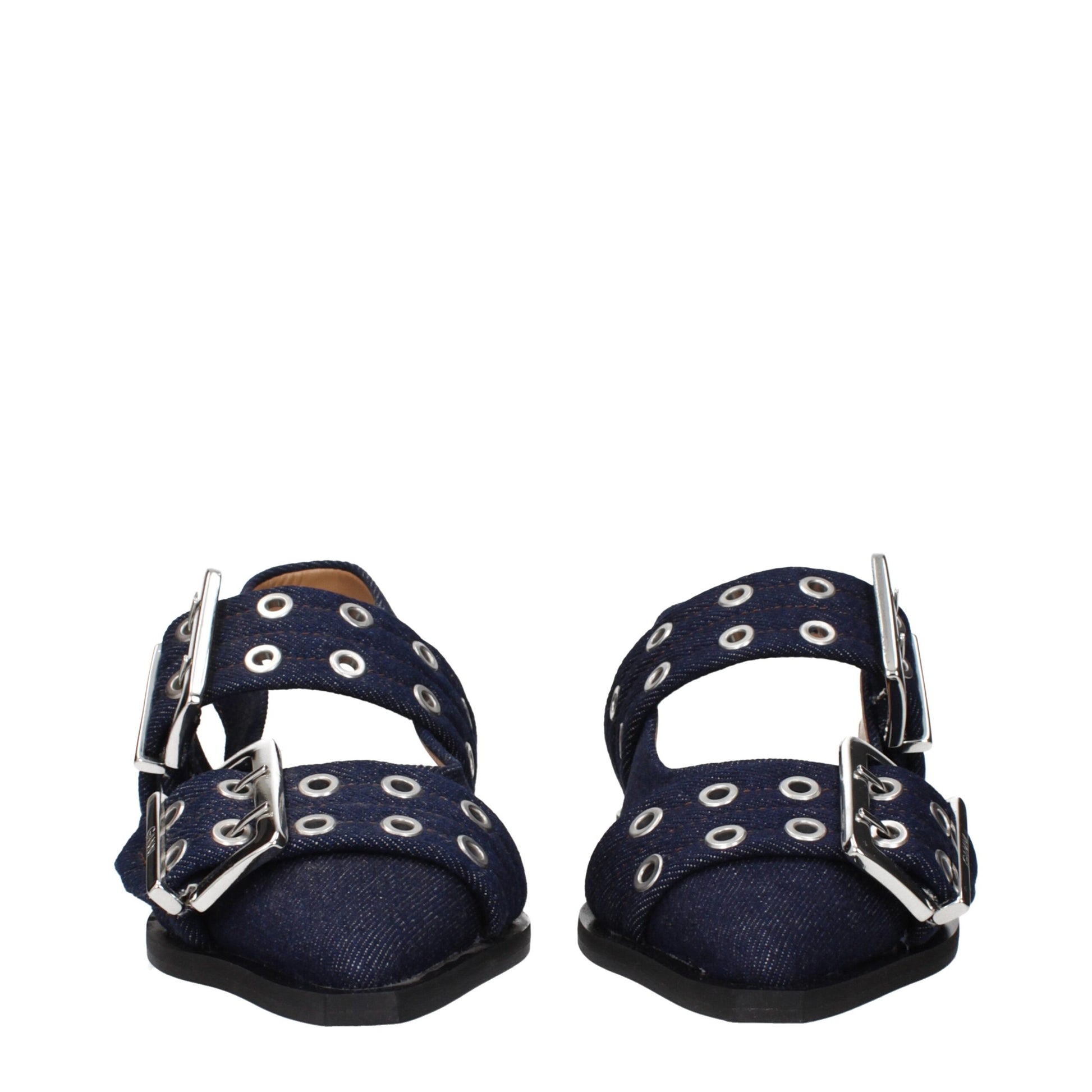 Ganni Blue Fabric Flat Sandals