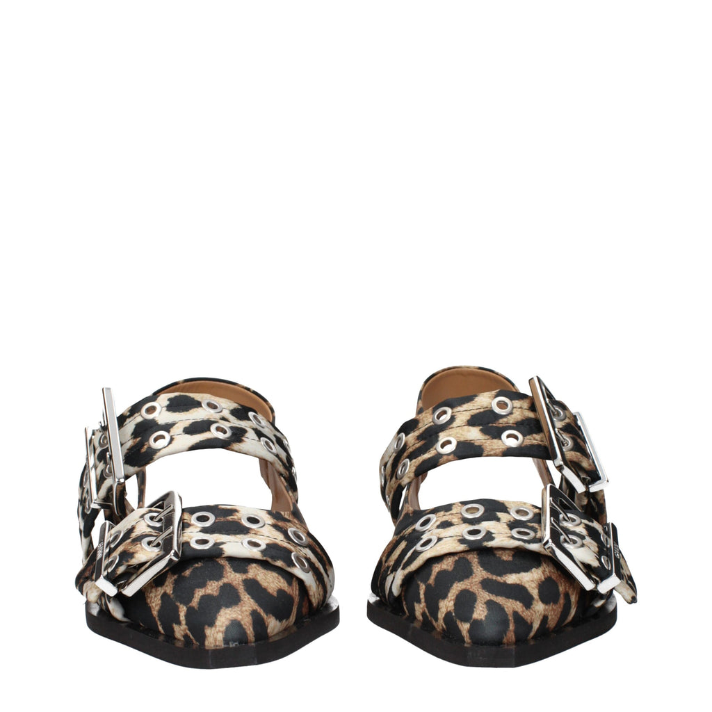 Ganni Brown Fabric Flat Sandals