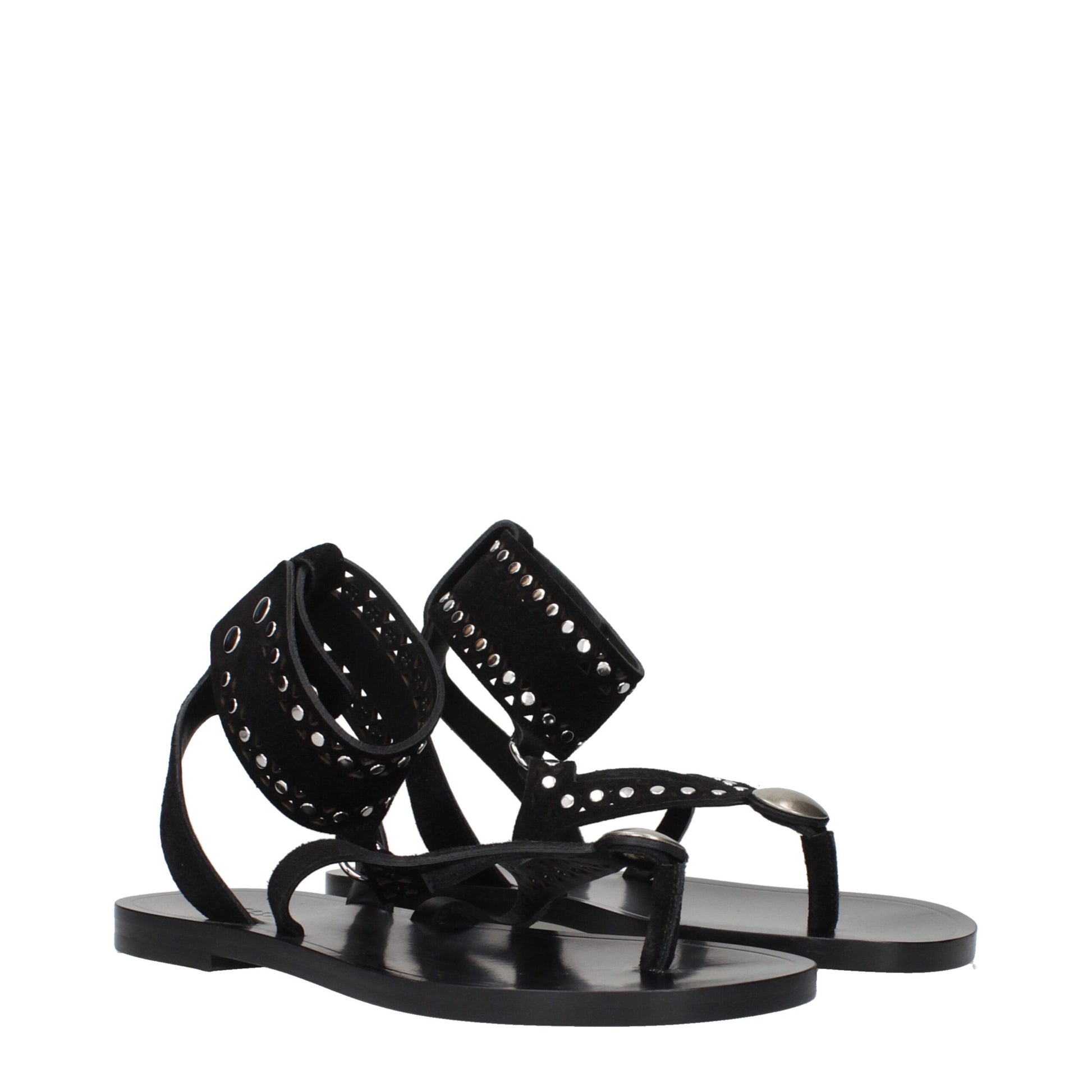 Isabel Marant Black Leather Flip-Flop Sandals