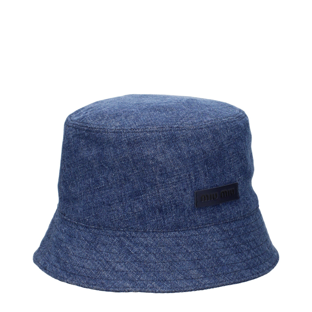 Miu Miu Blue Cotton Bucket Hat