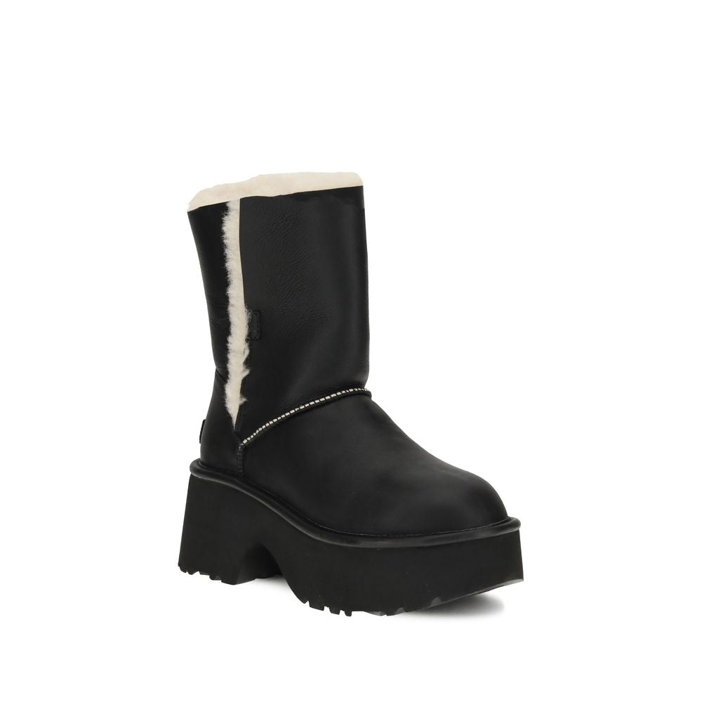 UGG Black Leather Flat Boots