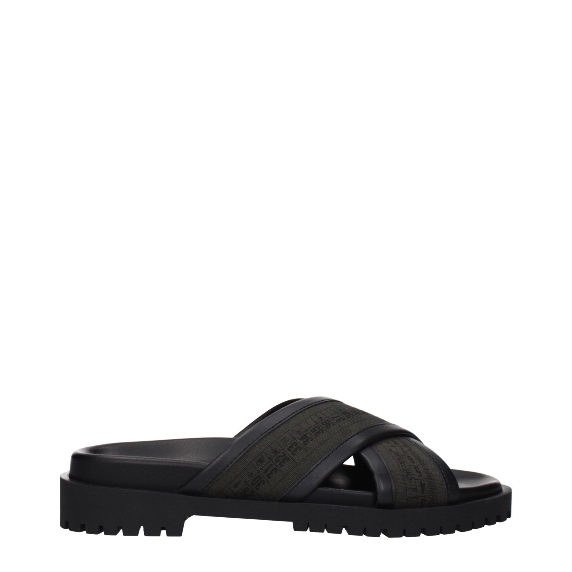 Off-White Green Fabric Sandals