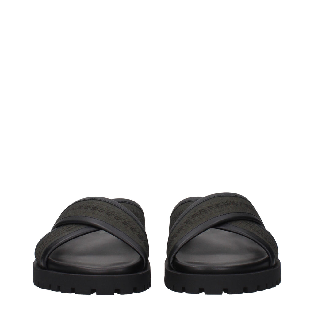 Off-White Green Fabric Sandals