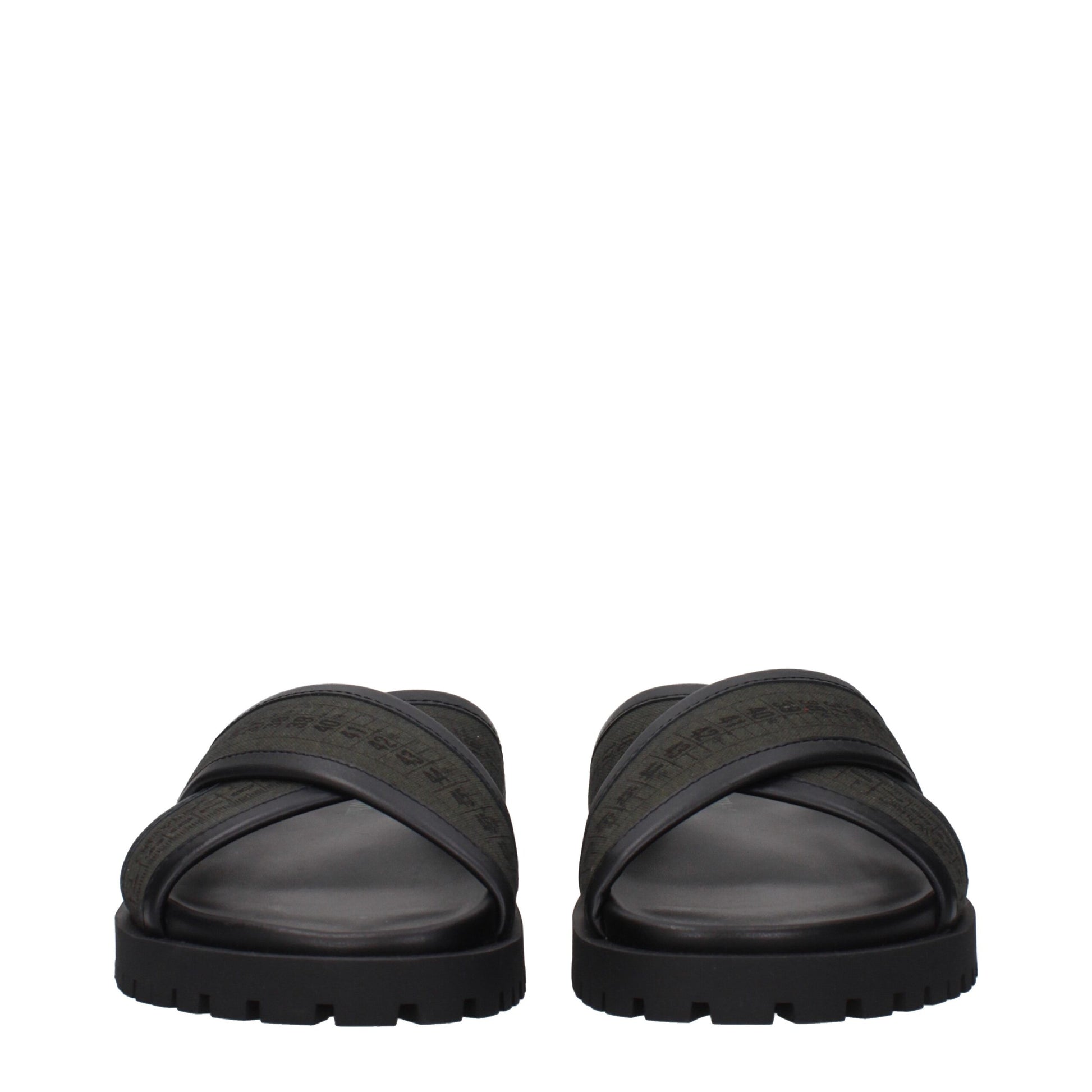 Off-White Green Fabric Sandals