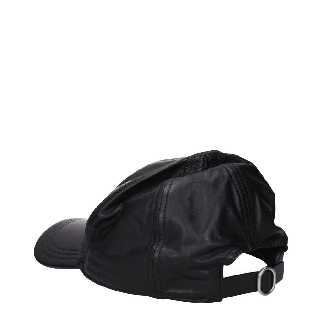Jil Sander Black Leather Cap (Baseball Hat)