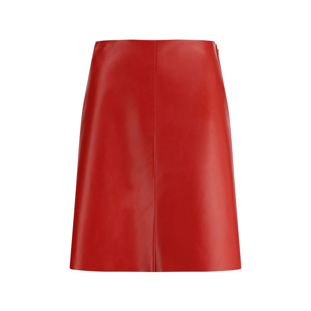 Miu Miu Red Lamb Leather Mini Skirt