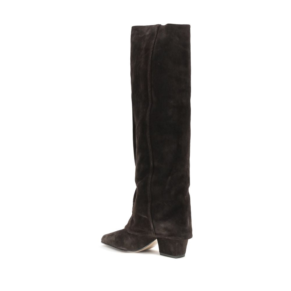 Paris Texas Brown Calf Leather Bos Taurus Flat Boots