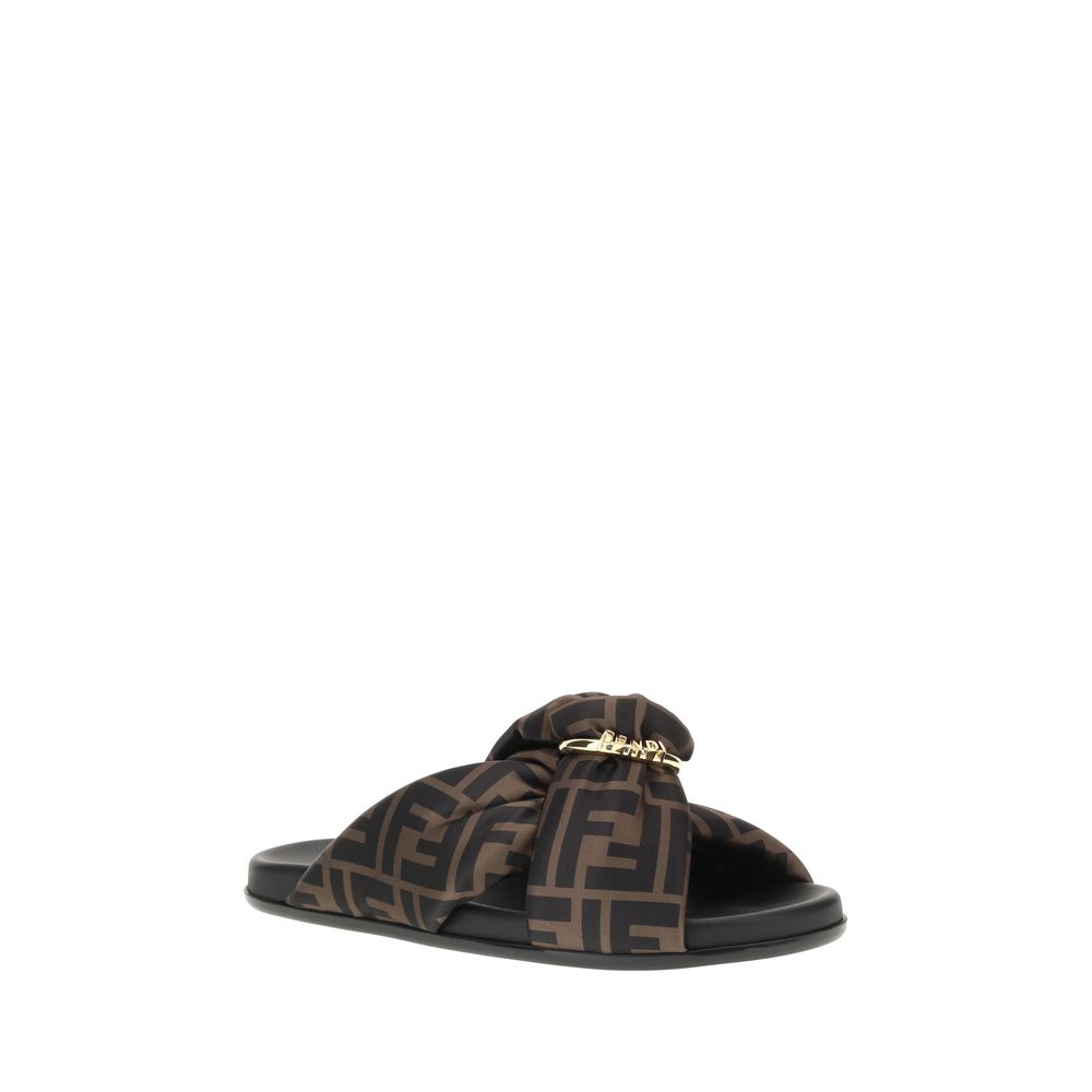 Fendi Satin Slide Sandals