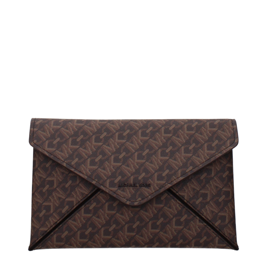 Michael Kors Brown Fabric Clutch Bag
