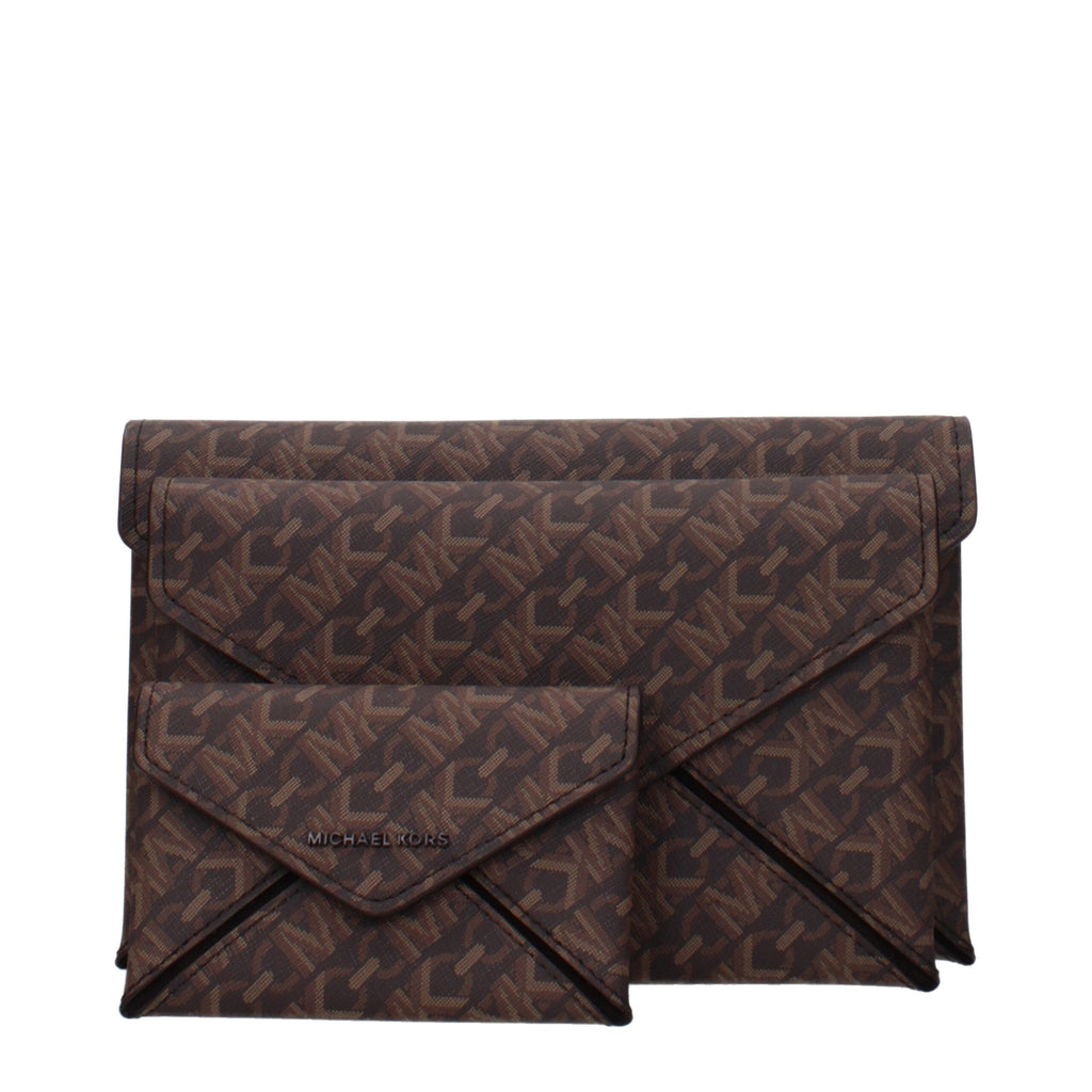 Michael Kors Brown Fabric Clutch Bag