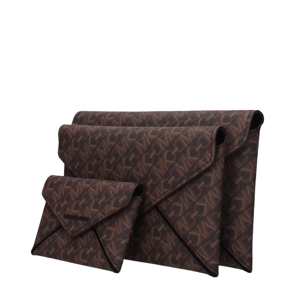 Michael Kors Brown Fabric Clutch Bag