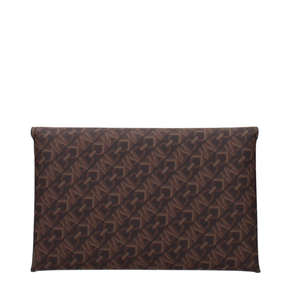 Michael Kors Brown Fabric Clutch Bag