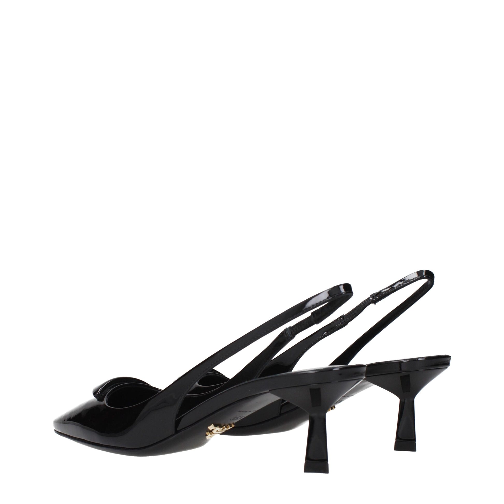 Prada Black Leather Mid Heel Pumps