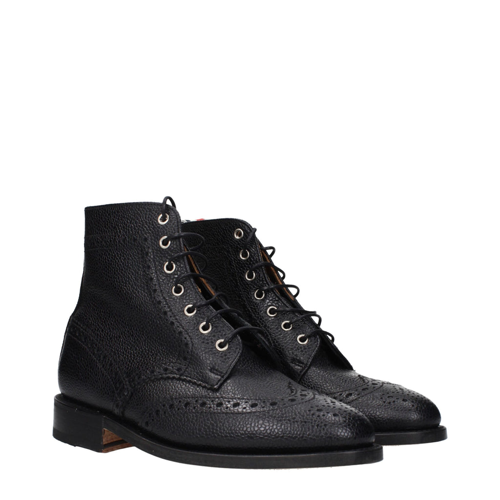 Thom Browne Black Leather Ankle Boots