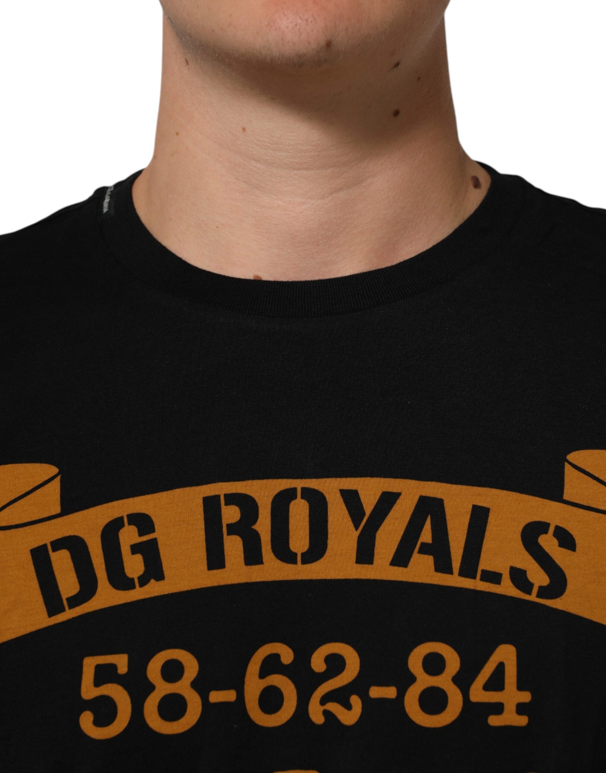 Dolce & Gabbana Black DG Royals Cotton Crew Neck Men T-shirt