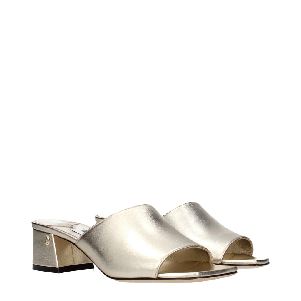 Jimmy Choo Gold Leather Platform Sandals