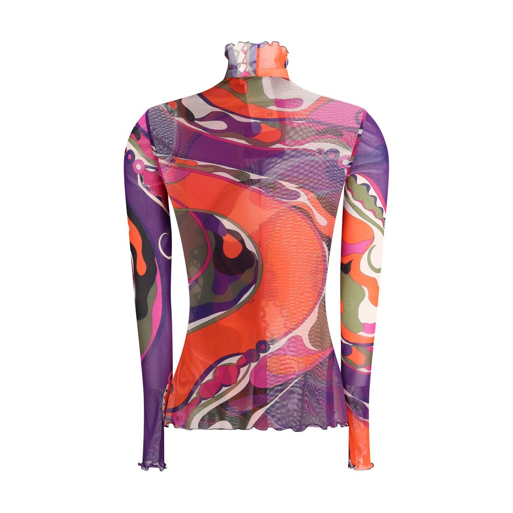 Emilio Pucci Tulle Top with Geometric Print