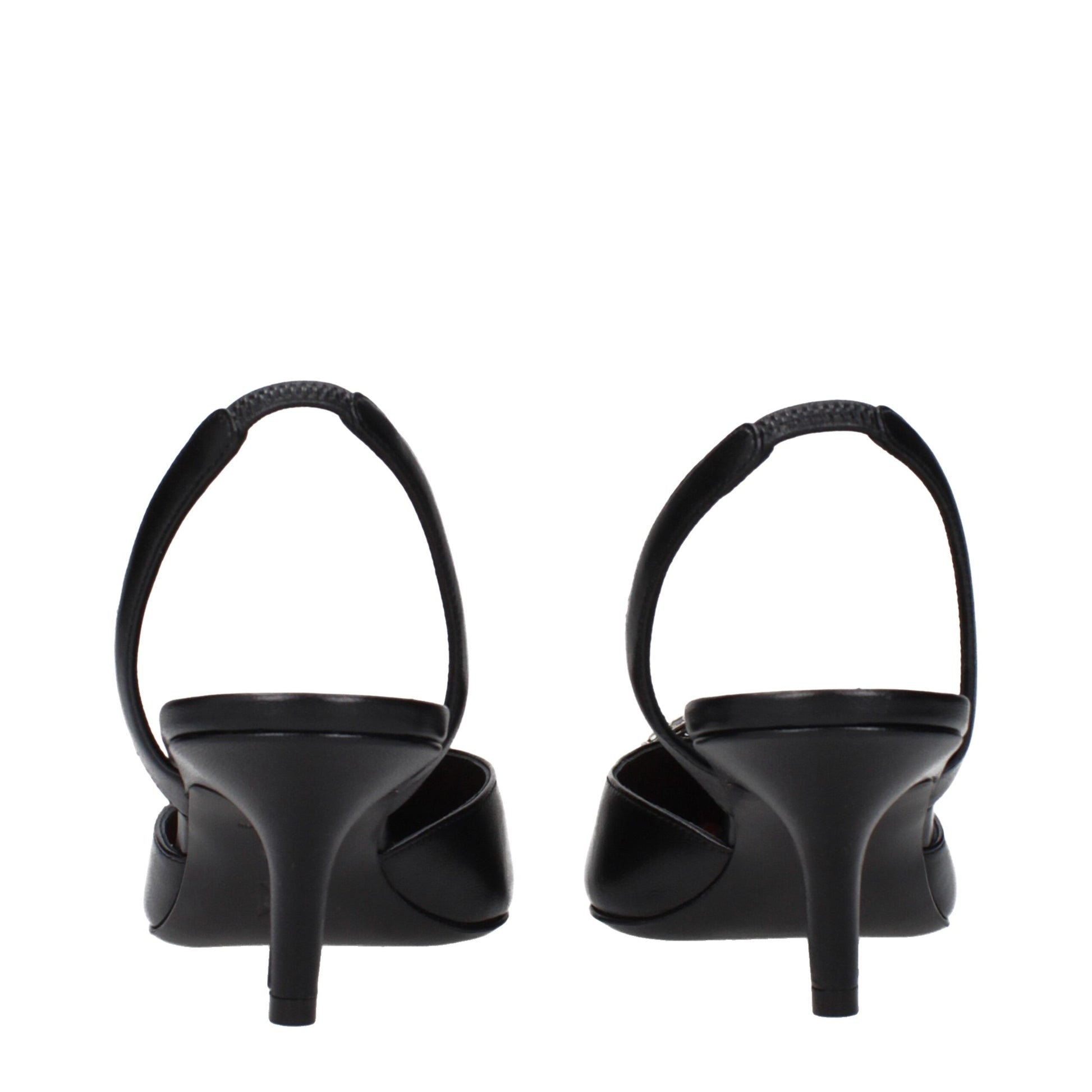 Amina Muaddi Black Leather High Heel Pumps