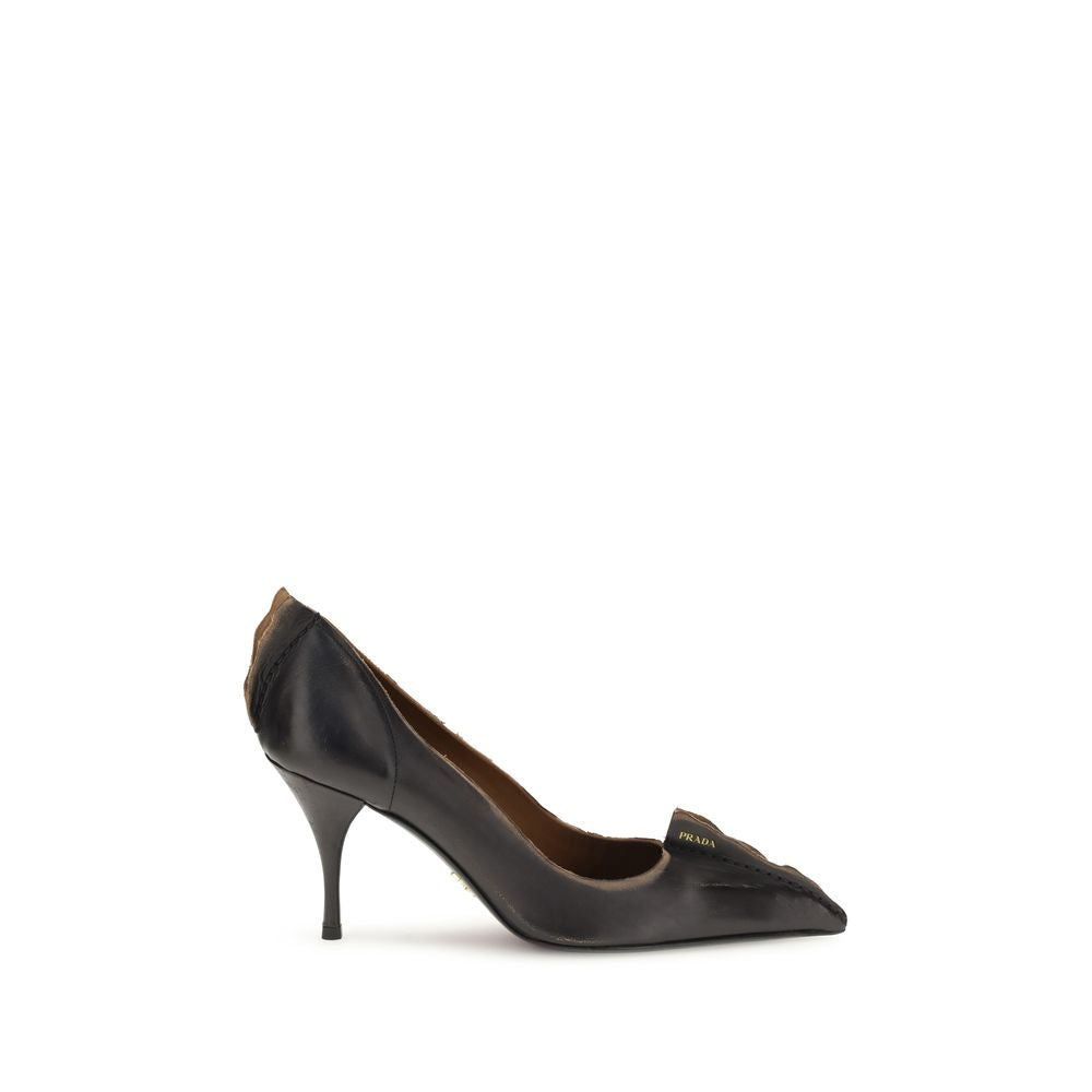 Prada Black Leather High Heel Pumps