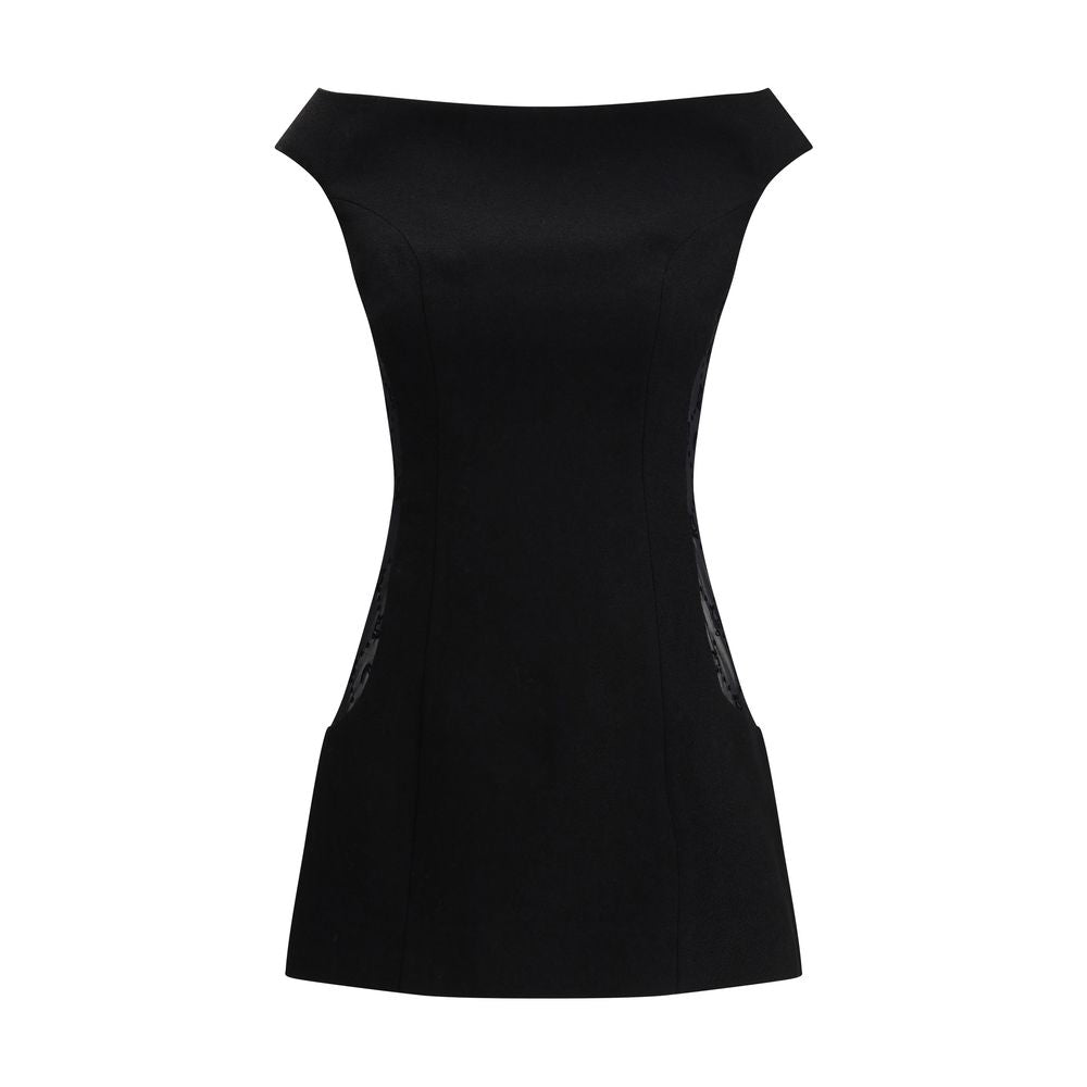 Marine Serre Black Fleece Wool Casual Dress