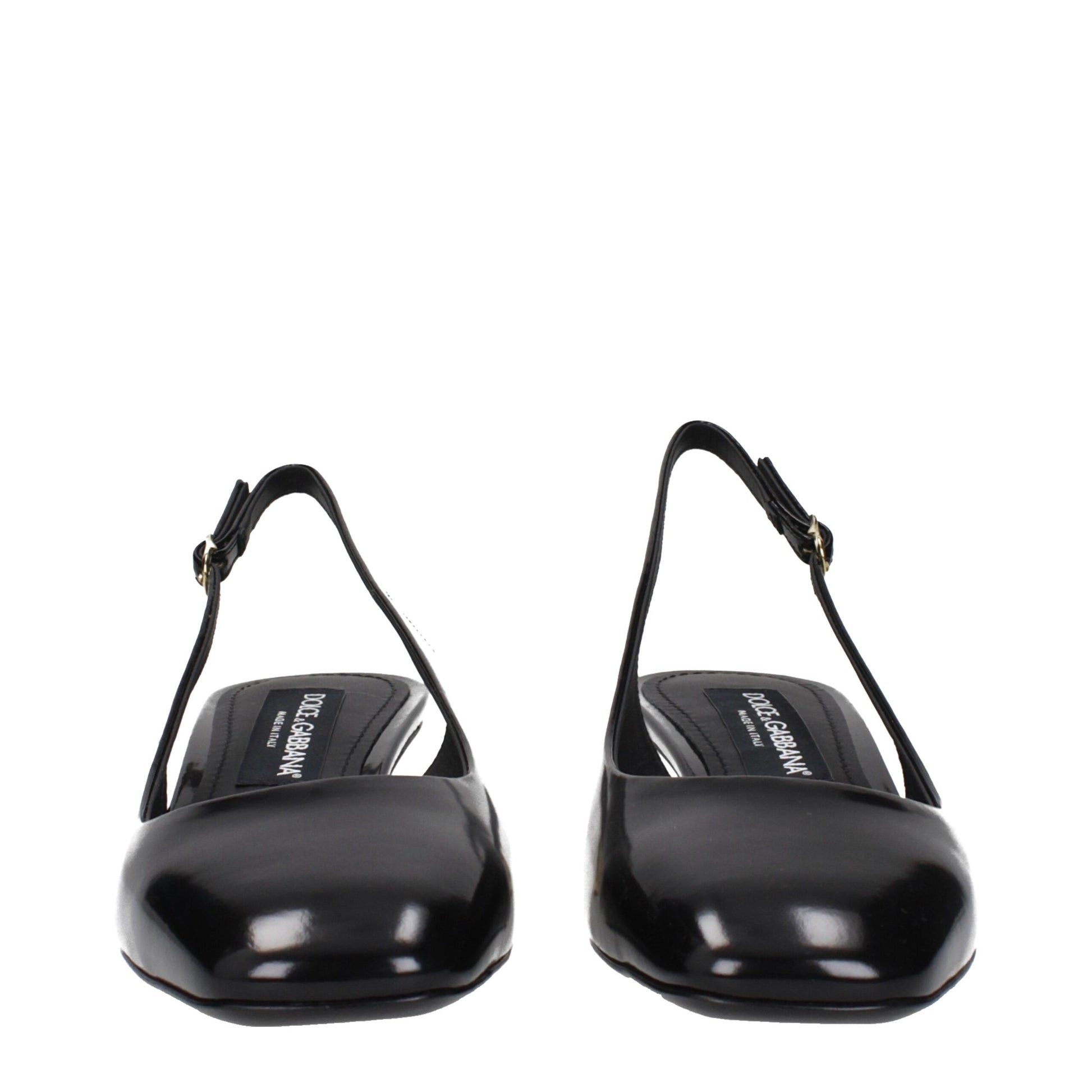 Dolce & Gabbana Black Leather Mid Heel Pumps