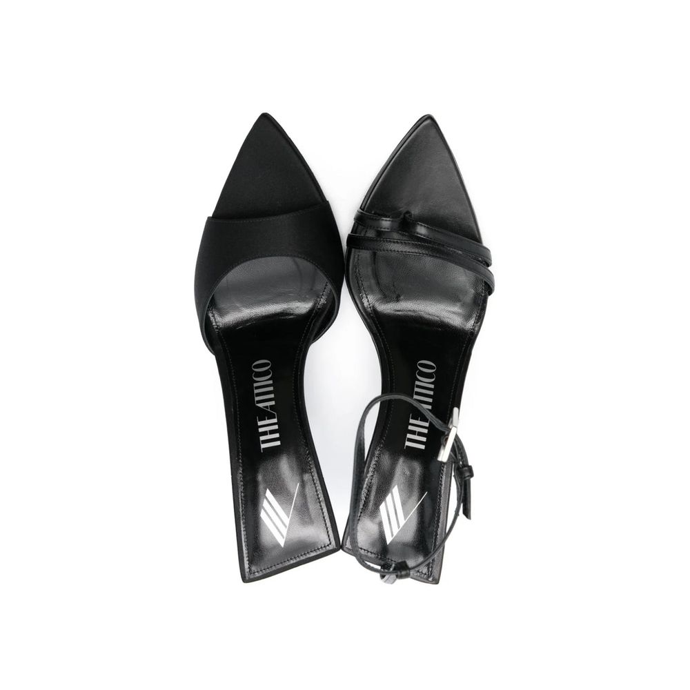The Attico Black Silk Stiletto Heel Sandals