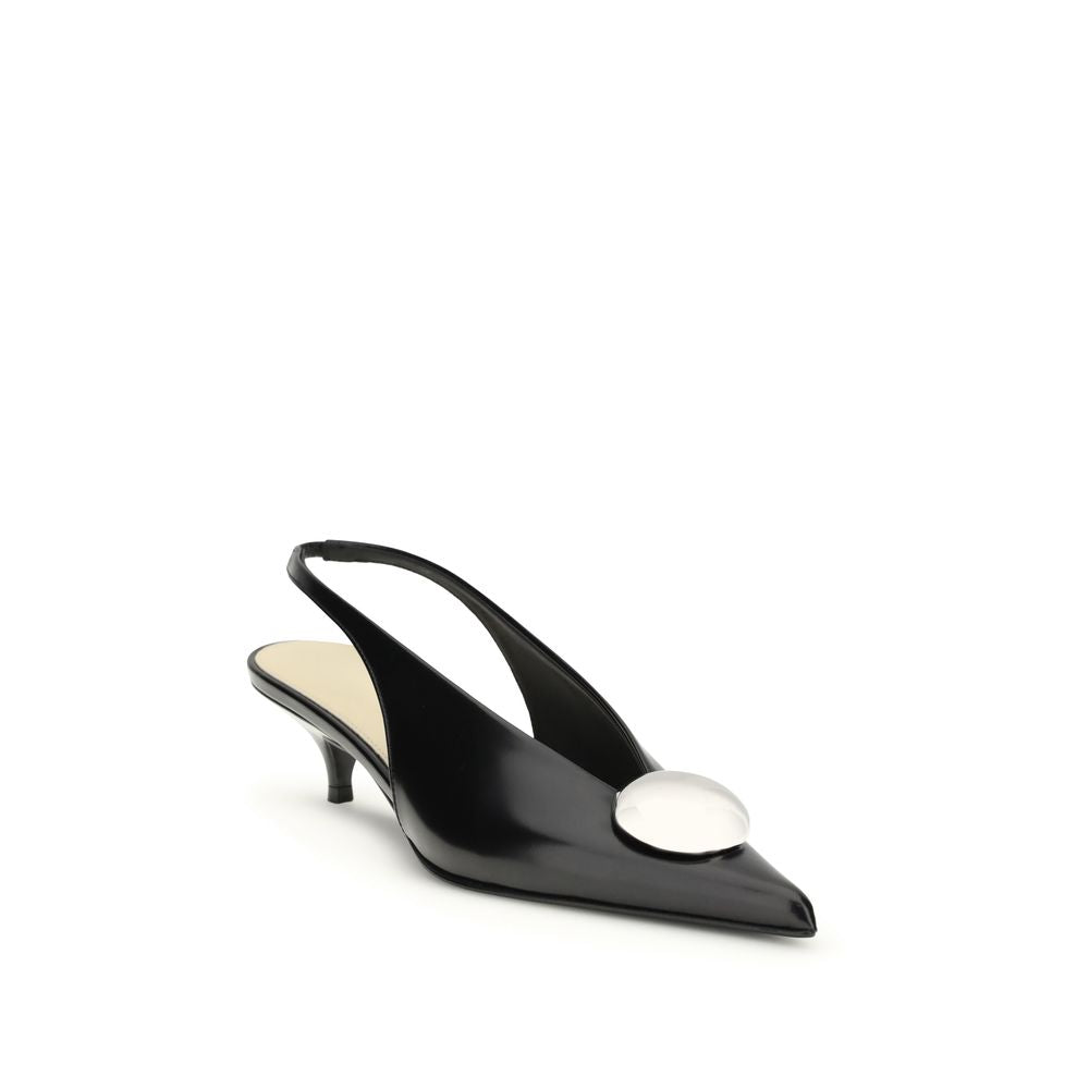 Proenza Schouler Black Calf Leather Bos Taurus Mid Heel Pumps
