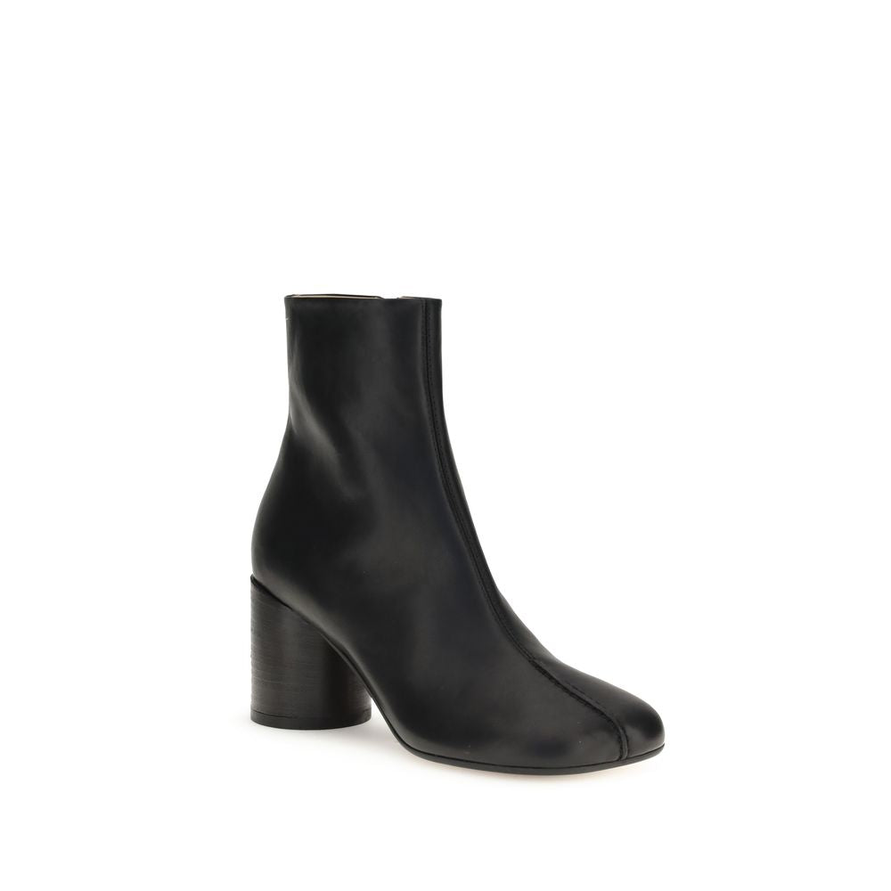 MM6 Black Calf Leather Bos Taurus Ankle Boots
