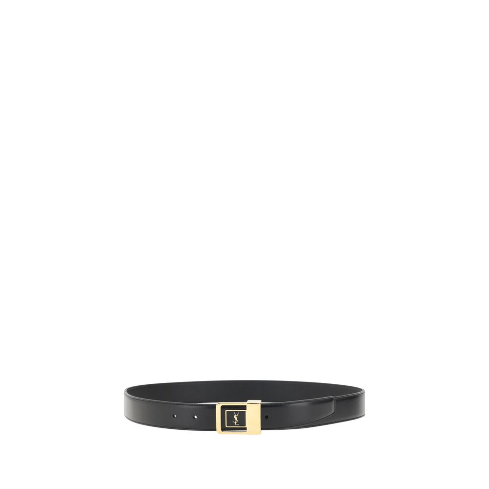 Saint Laurent Black Calf Leather Bos Taurus Regular Belt