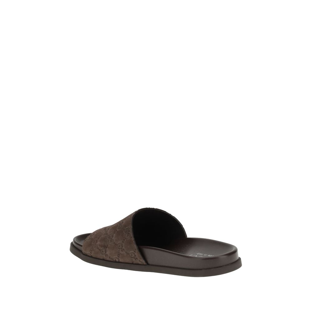 Gucci Brown Calf Leather Bos Taurus Flat Sandals