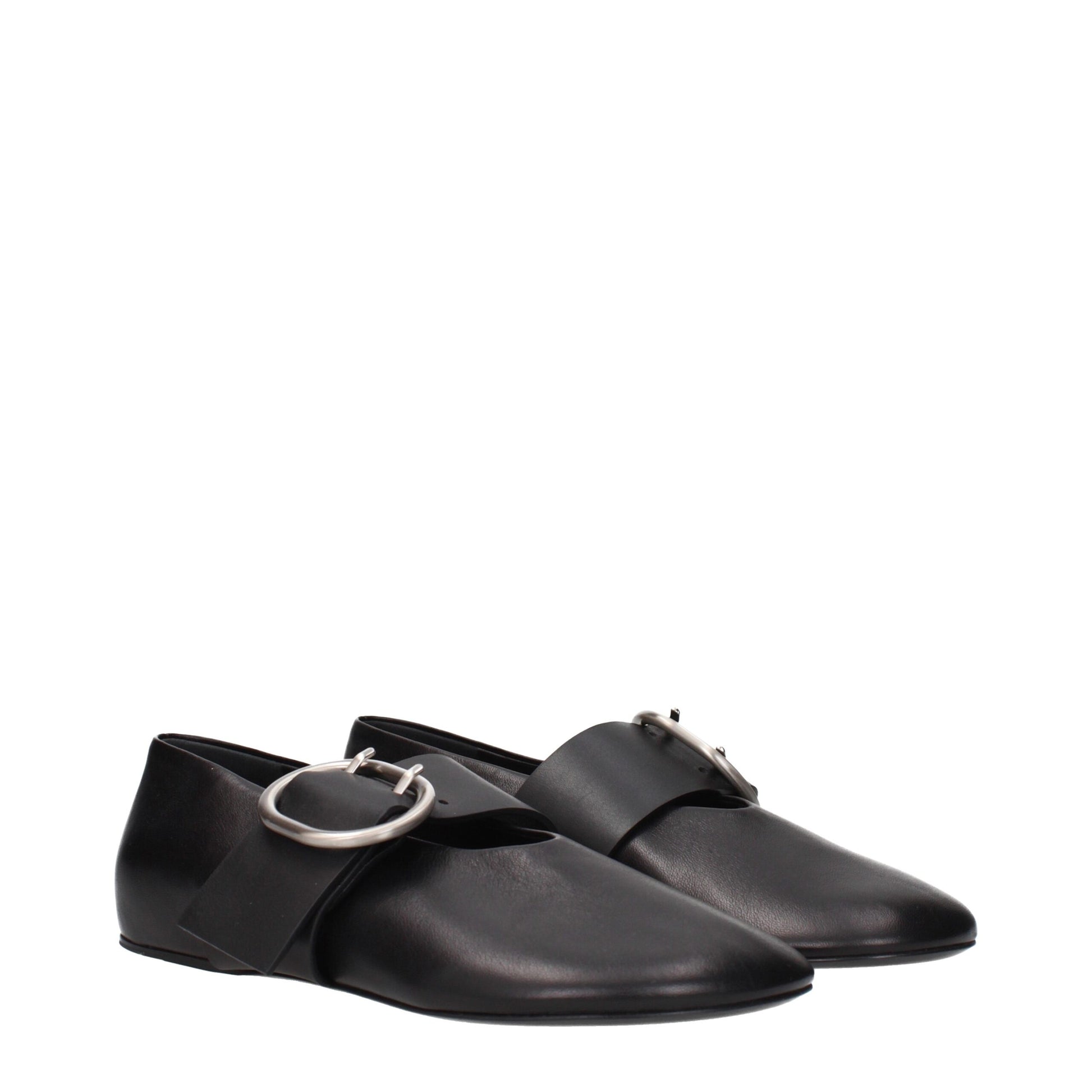 Jil Sander Black Leather Ballet Flats