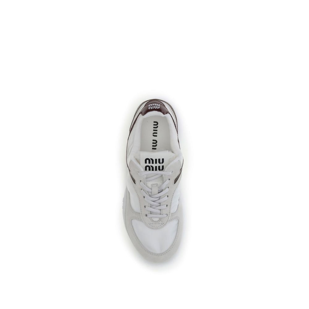 Miu Miu White Calf Leather Bos Taurus Athletic Sneakers